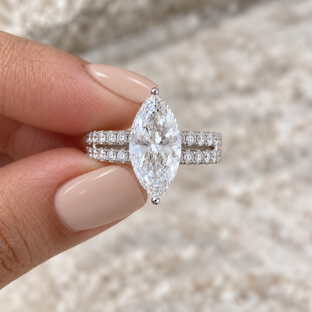 3.50 CT Marquise Double-Band Diamond Ring