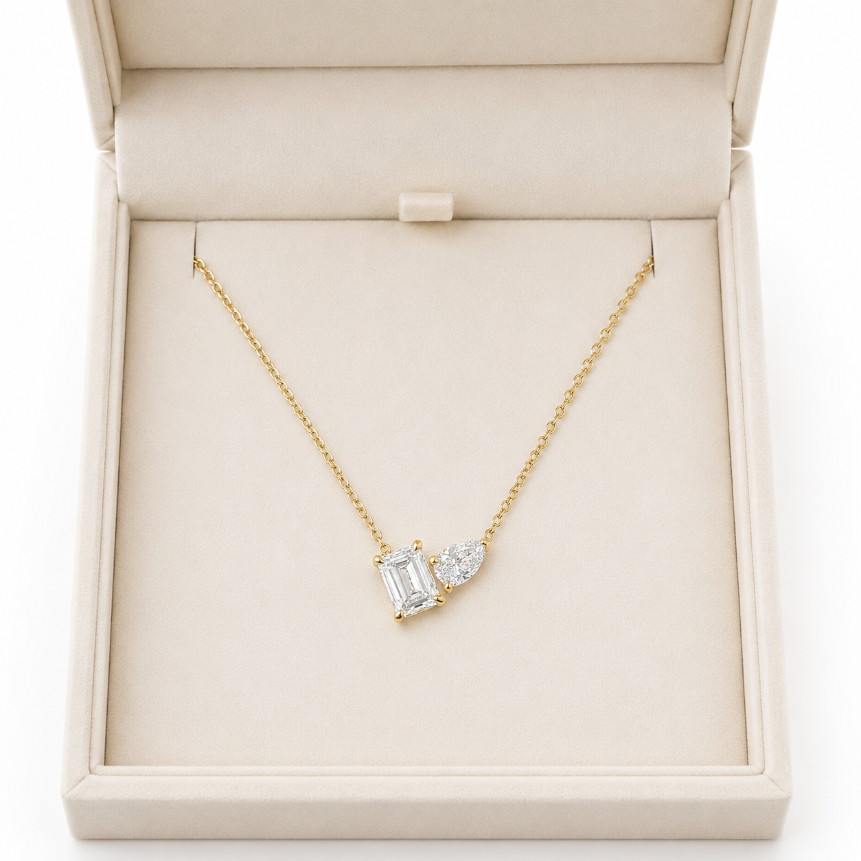 Emerald & Pear Lab Diamond Necklace – 1.5ct Total