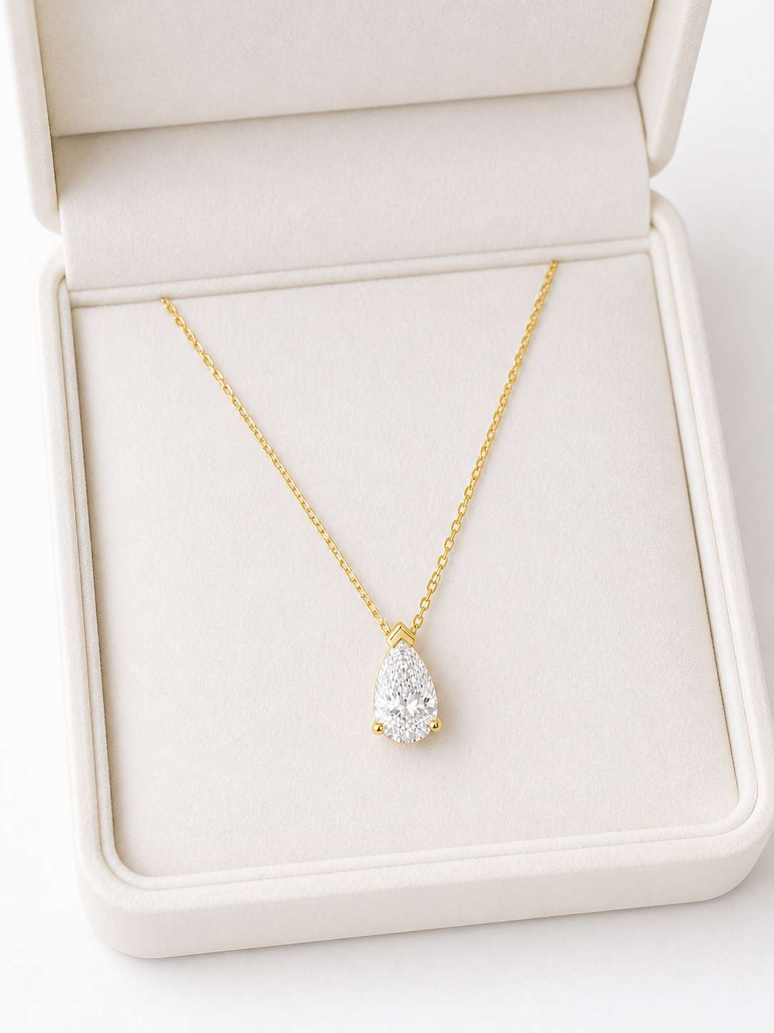 Pear Cut Lab Diamond Pendant Necklace – 1ct