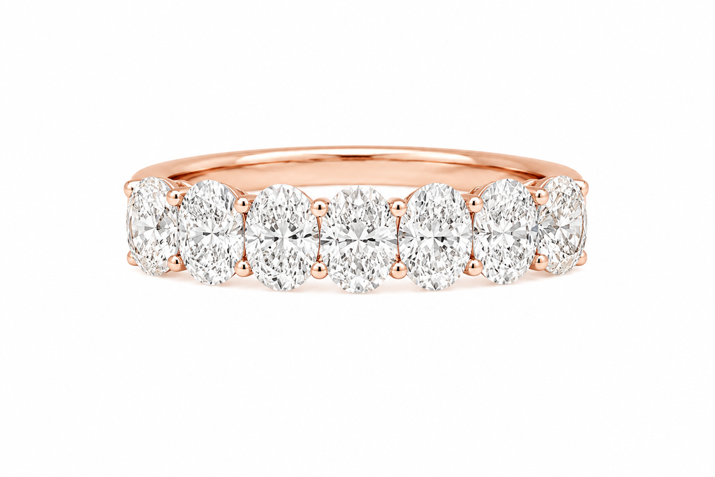 Seven Stone Oval Lab Diamond Ring – 2ct Total | 14K  Gold | IGI Certified