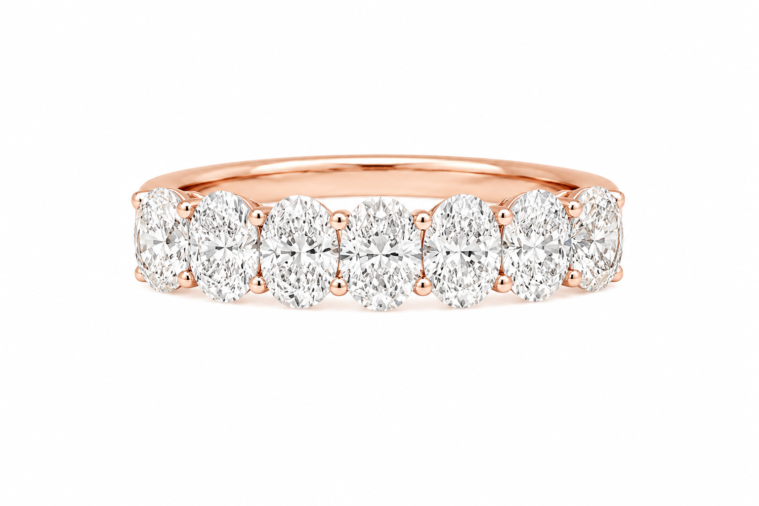 Seven Stone Oval Lab Diamond Ring – 2ct Total | 14K  Gold | IGI Certified