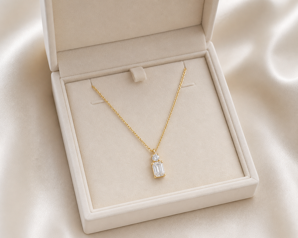 Emerald Cut Lab Diamond Pendant Necklace – 1.07ct