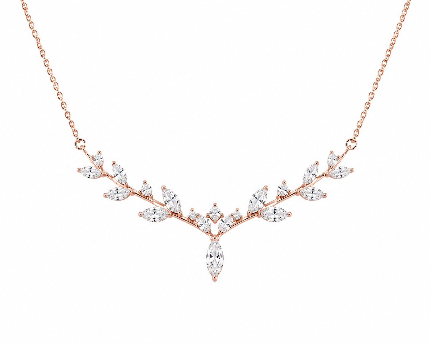 The Sylvan – 0.75 CT Marquise Cluster Lab Diamond Necklace