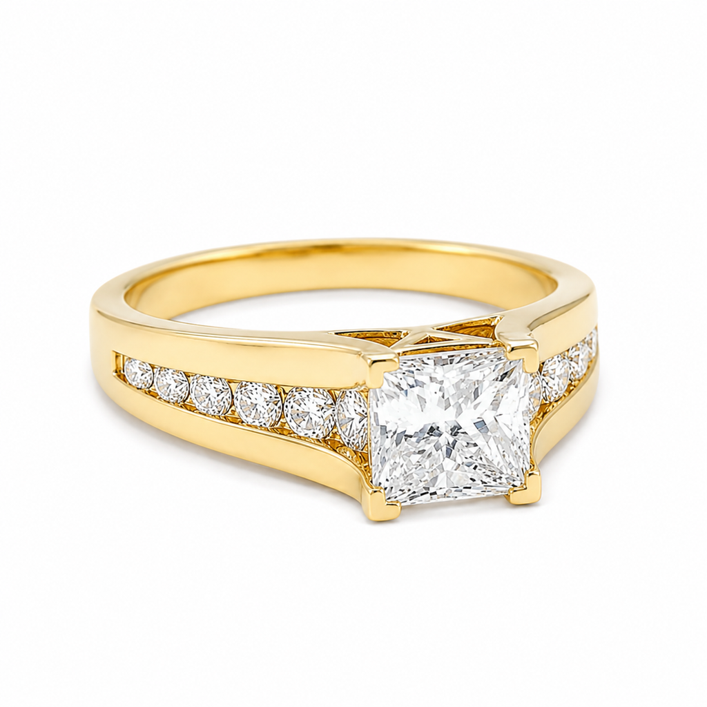 2.60CT Princess Cut Lab Diamond Ring in 14K Gold