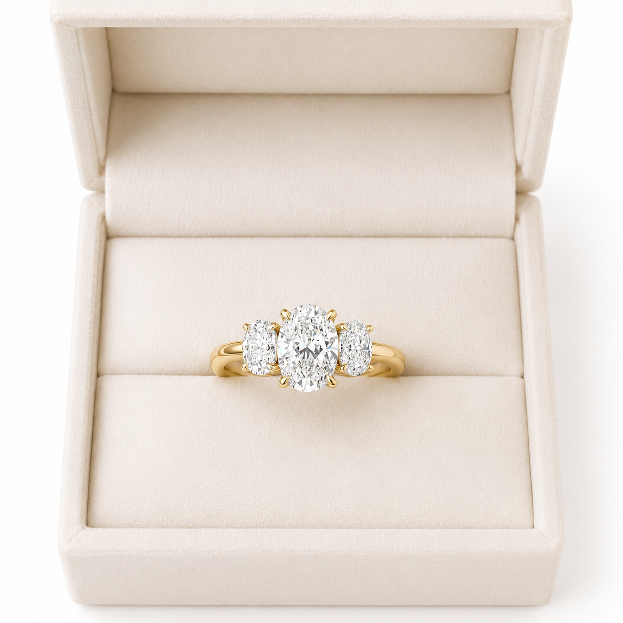 Three Stone Oval Lab Diamond Engagement Ring – 3.00ct Total | 14K Gold | IGI Certified