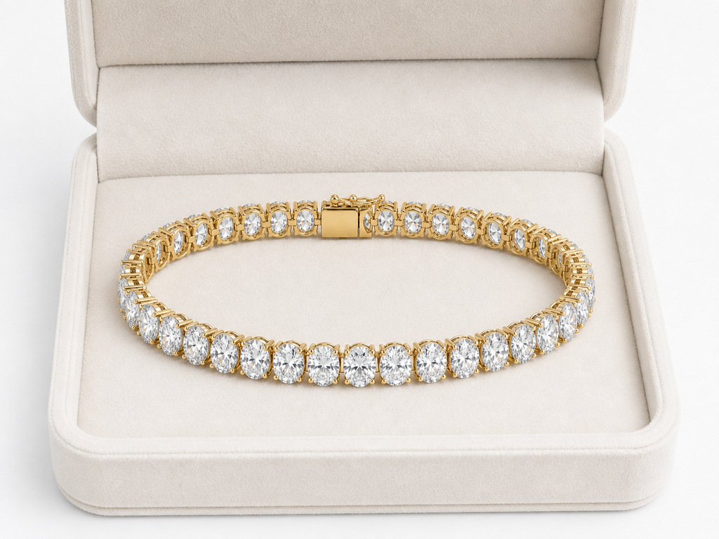 Oval Lab Diamond Tennis Bracelet – 13.04ct Total | 40 Stones | IGI Certified | 14K Gold