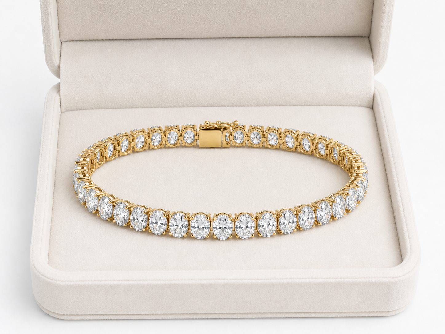 Oval Lab Diamond Tennis Bracelet – 13.04ct Total | 40 Stones | IGI Certified | 14K Gold