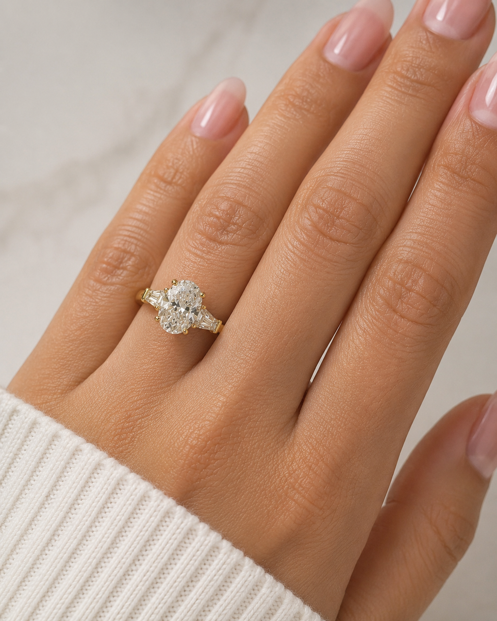 Oval Trilogy Lab Diamond Ring – 3.3ct