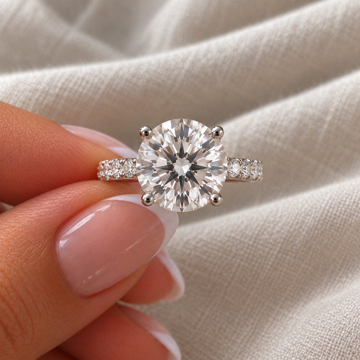 4.50 CT Round Pavé Diamond Ring