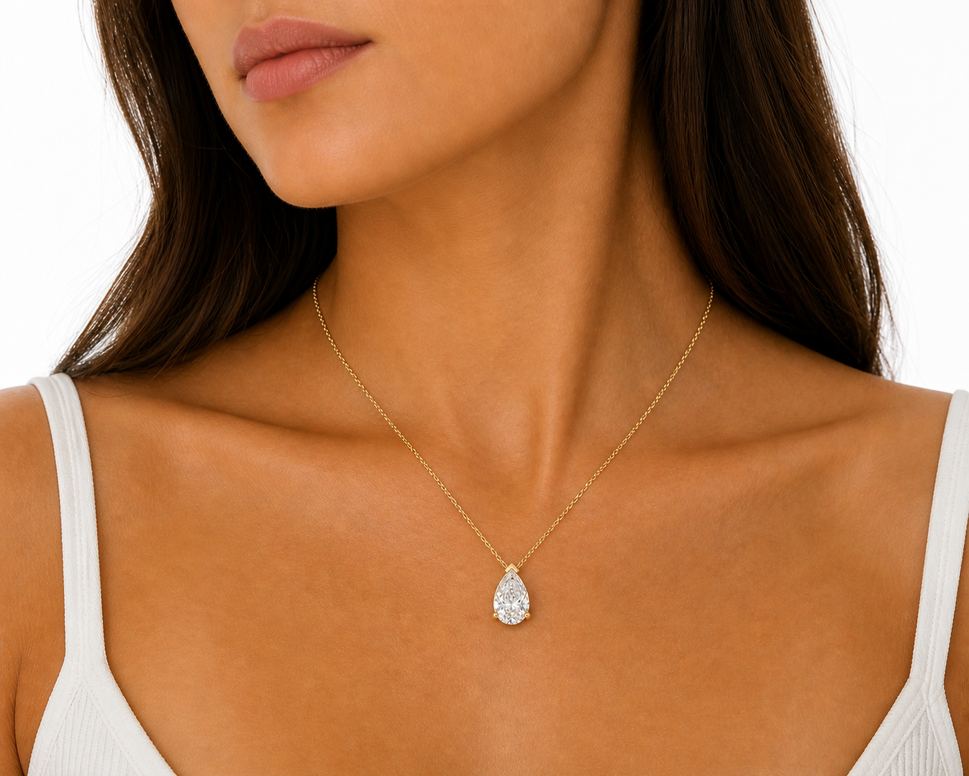 Pear Cut Lab Diamond Pendant Necklace – 1ct