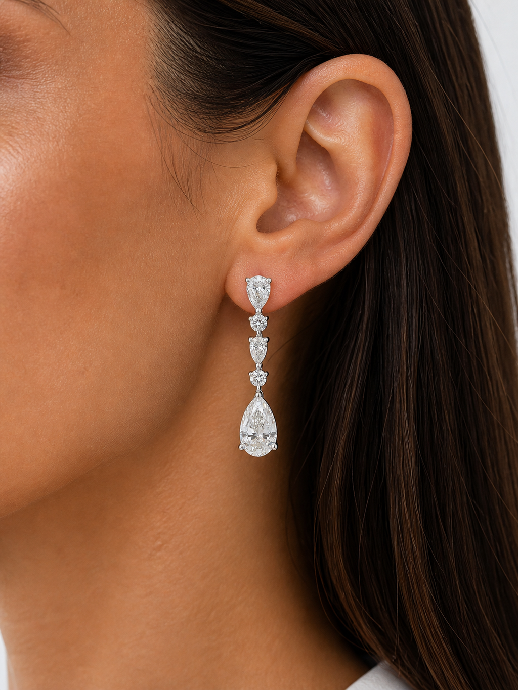 Pear Cut Lab Diamond Drop Earrings – 2.86ct Total