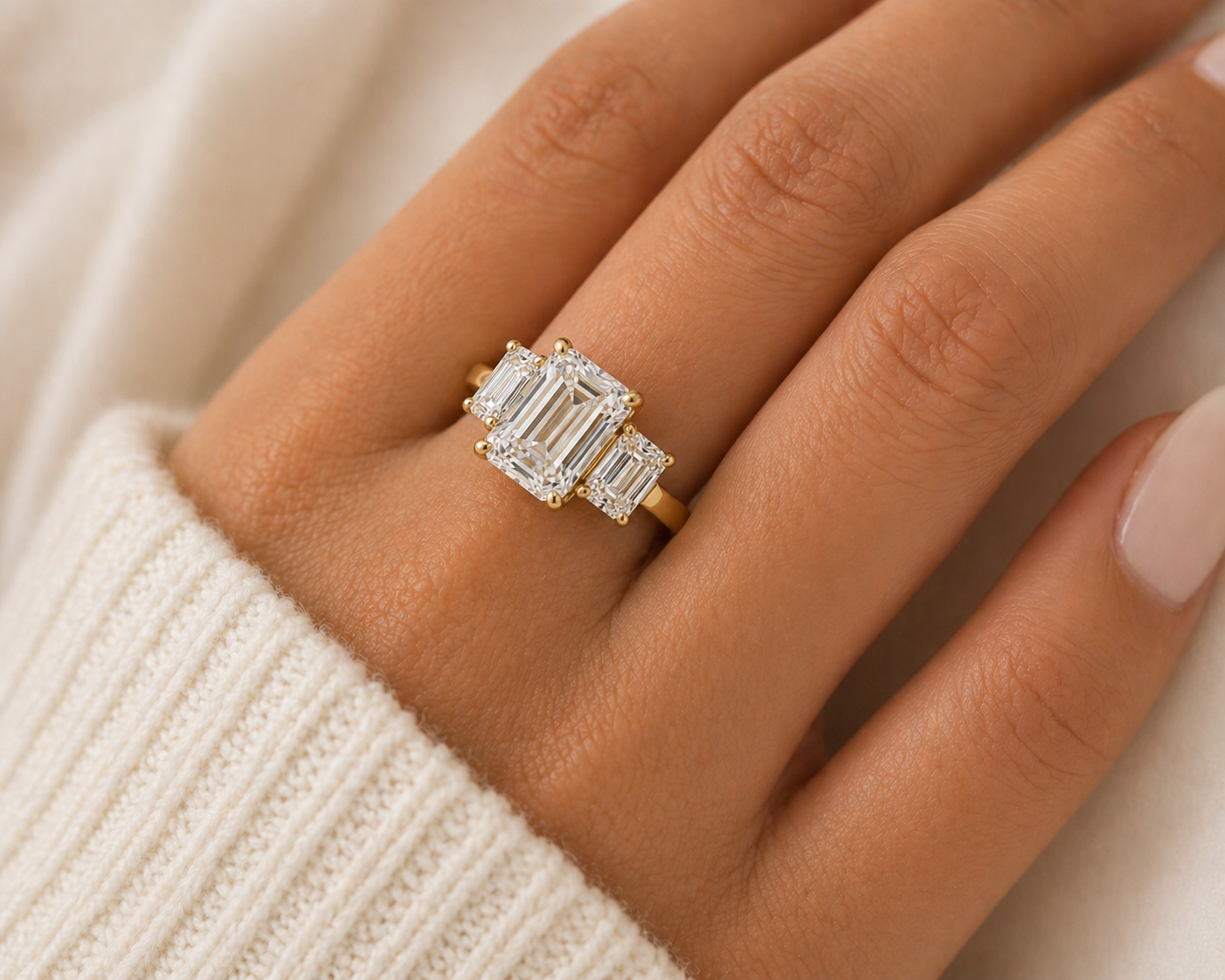 Emerald Trilogy Lab Diamond Ring – 5.4ct