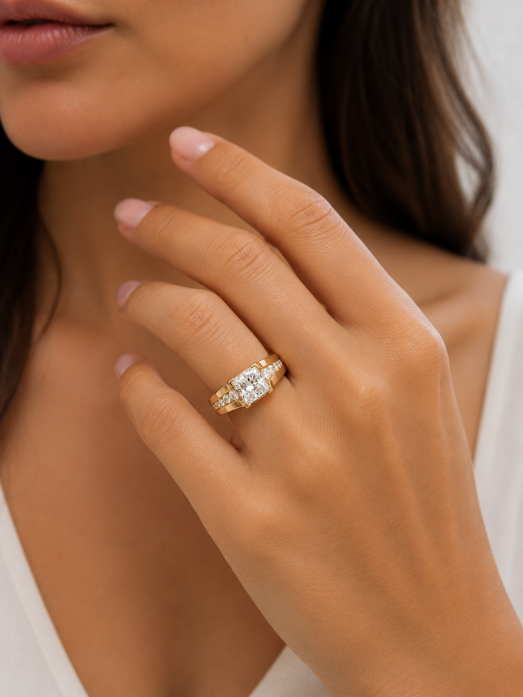 2.60CT Princess Cut Lab Diamond Ring in 14K Gold