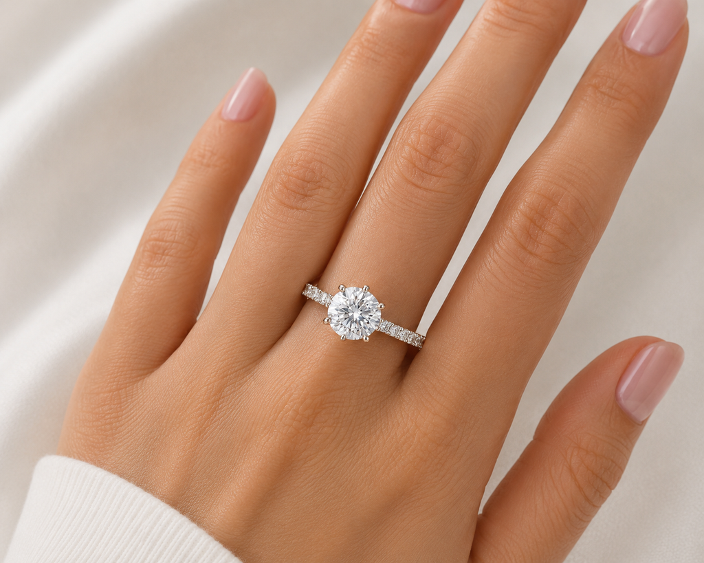Round Lab Diamond Ring – 2.99ct Pavé Setting