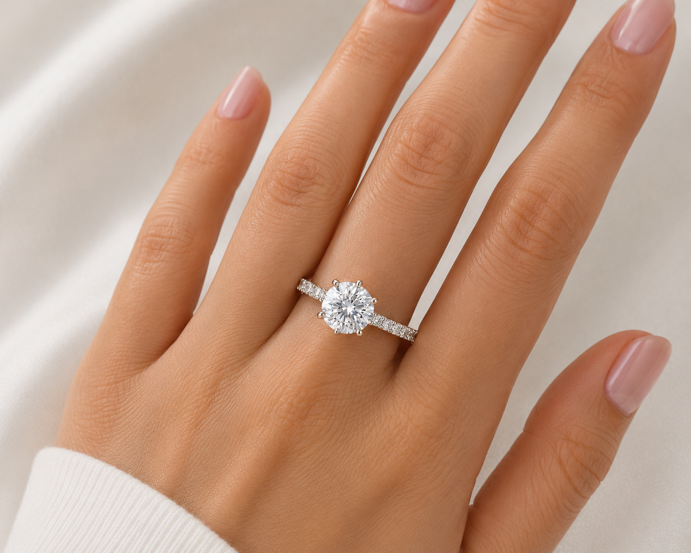 Round Lab Diamond Ring – 2.99ct Pavé Setting