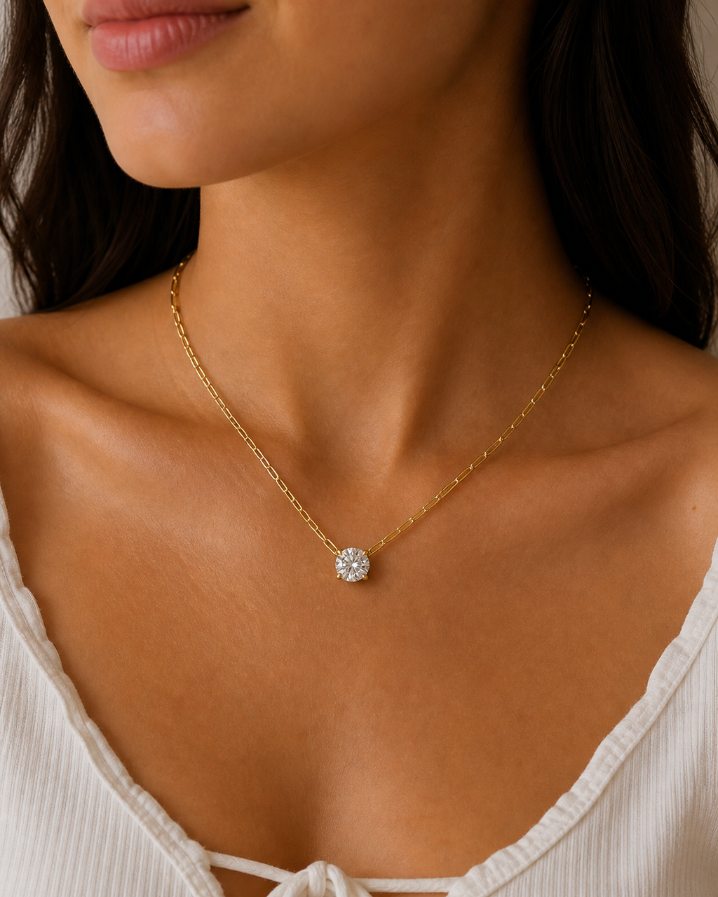 Round Lab Diamond Solitaire Necklace – 2ct