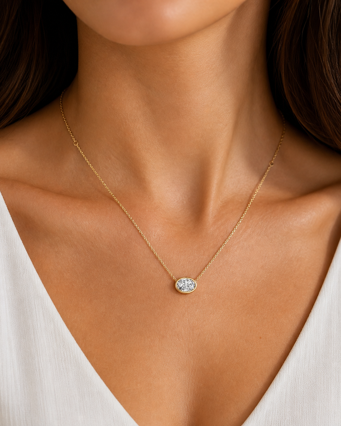 Round Lab Diamond Bezel Necklace – 1ct