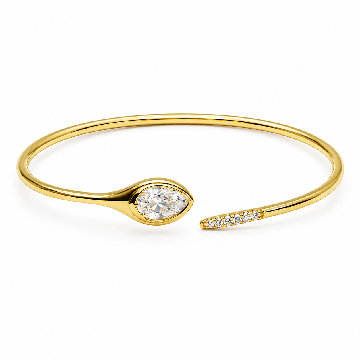 Pear Diamond Open Bangle Bracelet – 2.00 CT