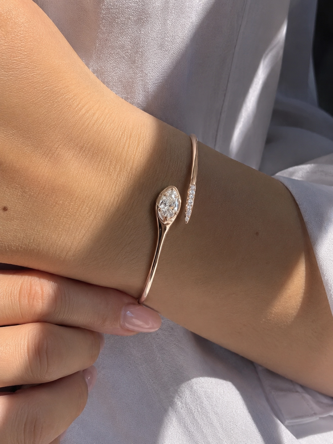Pear Diamond Open Bangle Bracelet – 2.00 CT