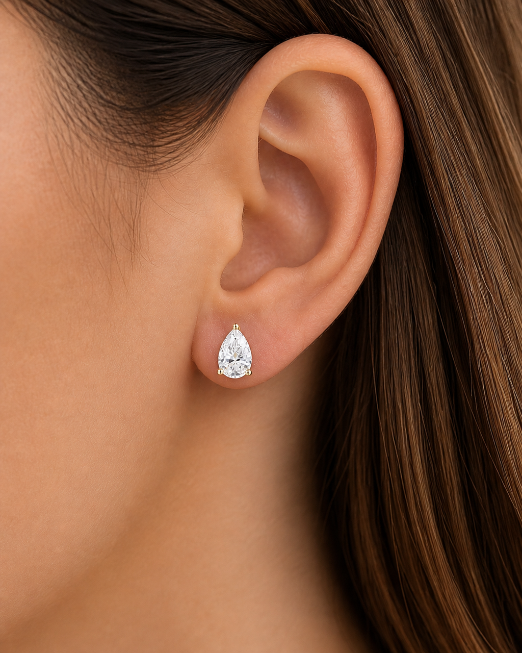 Pear Lab Diamond Stud Earrings – 2ct Total