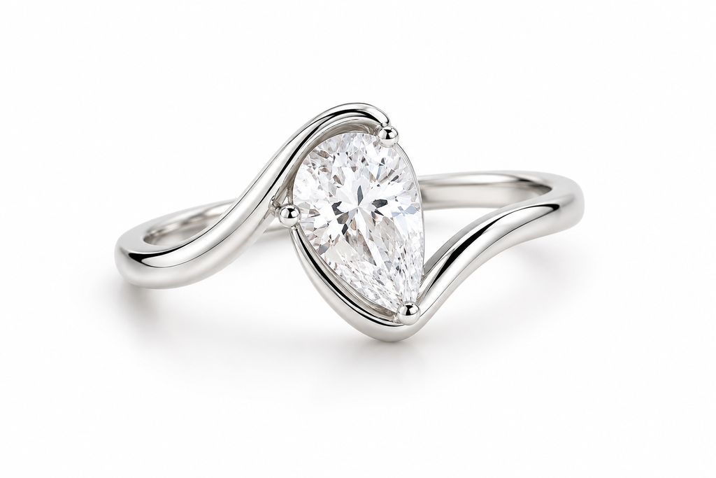 Pear Shape Wave Ring – 2.00ct Lab Diamond