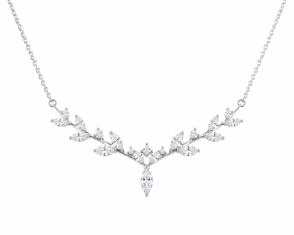 The Sylvan – 0.75 CT Marquise Cluster Lab Diamond Necklace