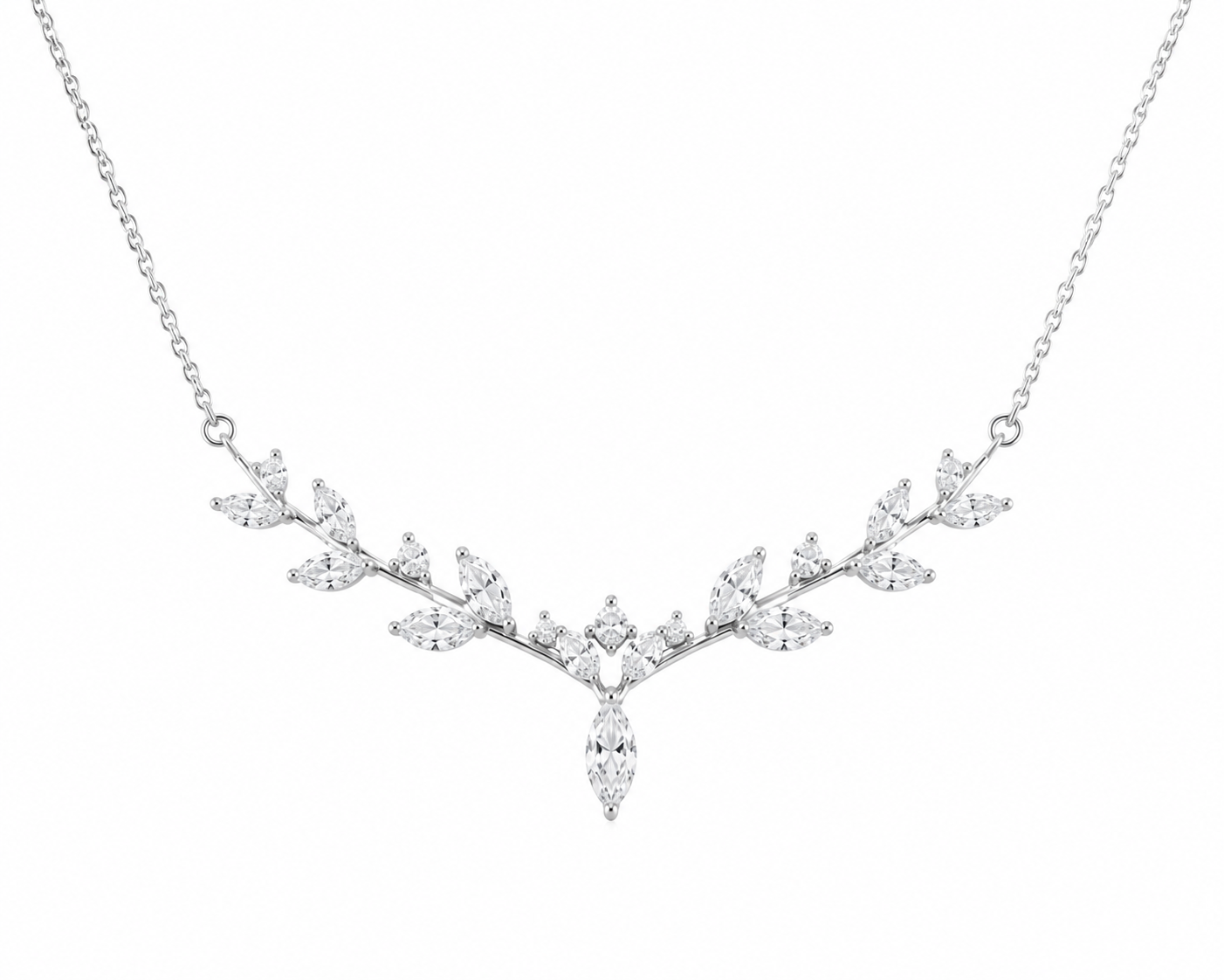 The Sylvan – 0.75 CT Marquise Cluster Lab Diamond Necklace