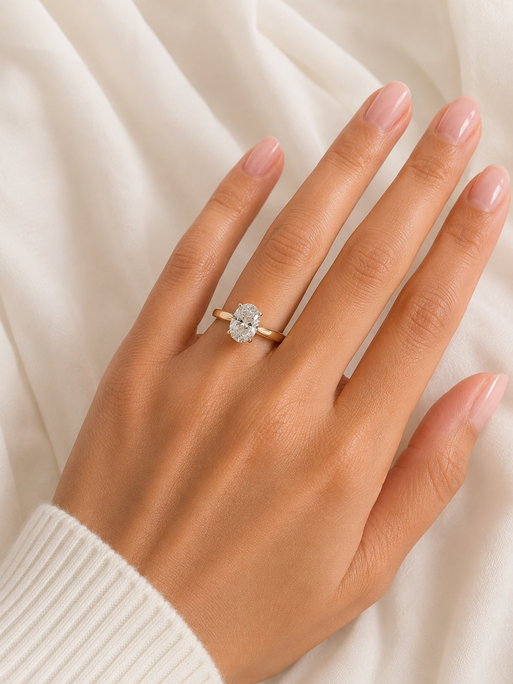 Oval Lab Diamond Engagement Ring – 1.50ct Total | 14K Gold | IGI Certified