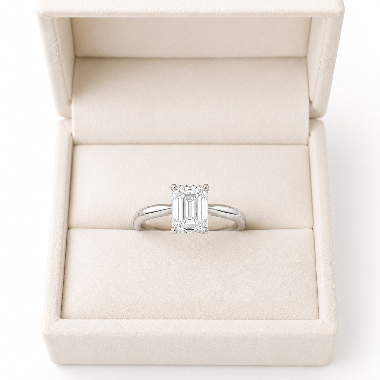 Emerald Cut Lab Diamond Engagement Ring – 2.00ct Total | 14K Gold | IGI Certified