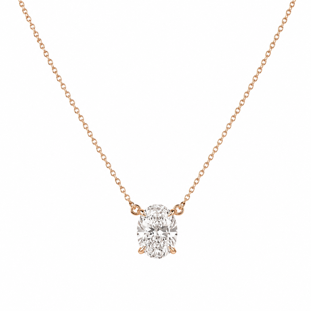 2CT Oval Lab Diamond Solitaire Necklace