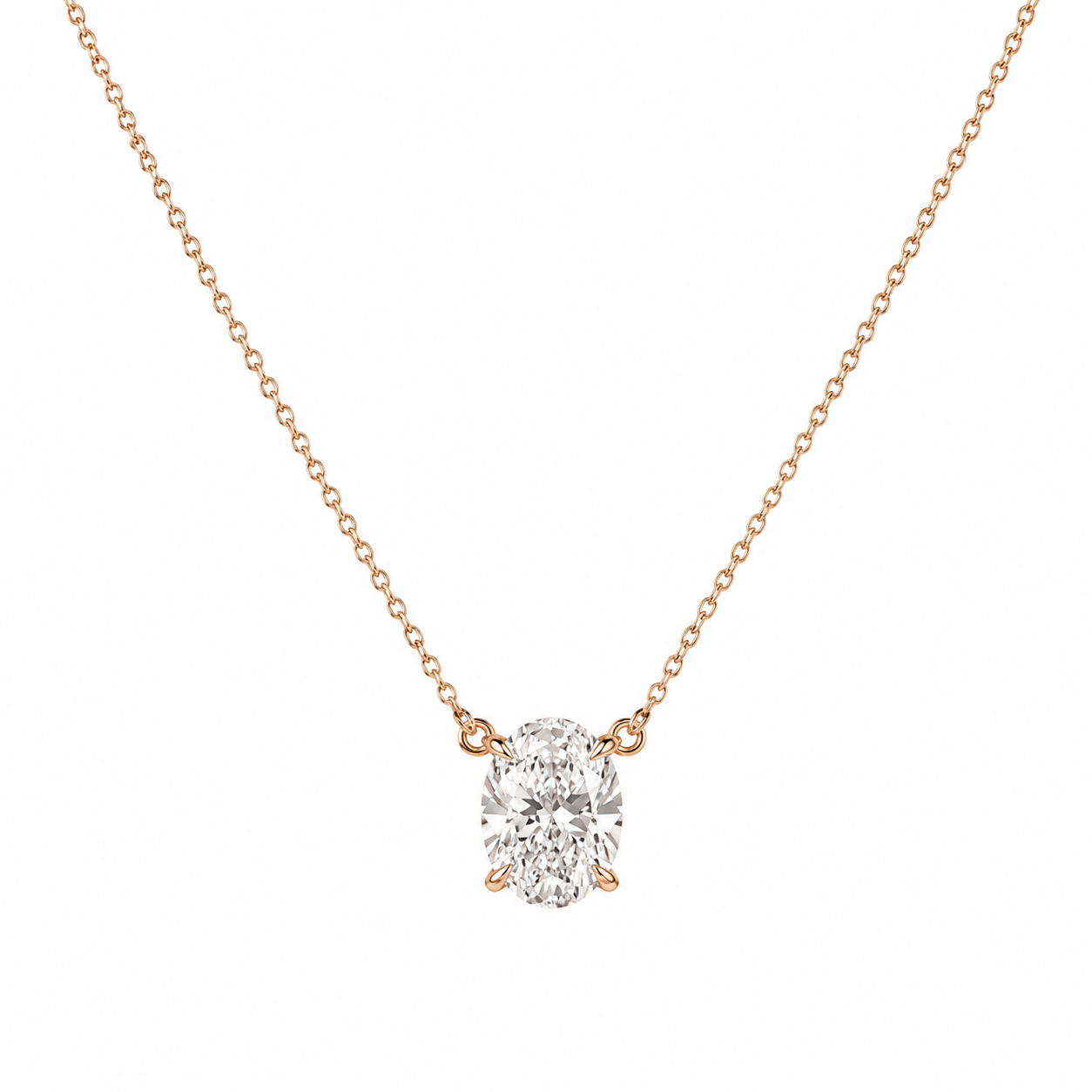 2CT Oval Lab Diamond Solitaire Necklace