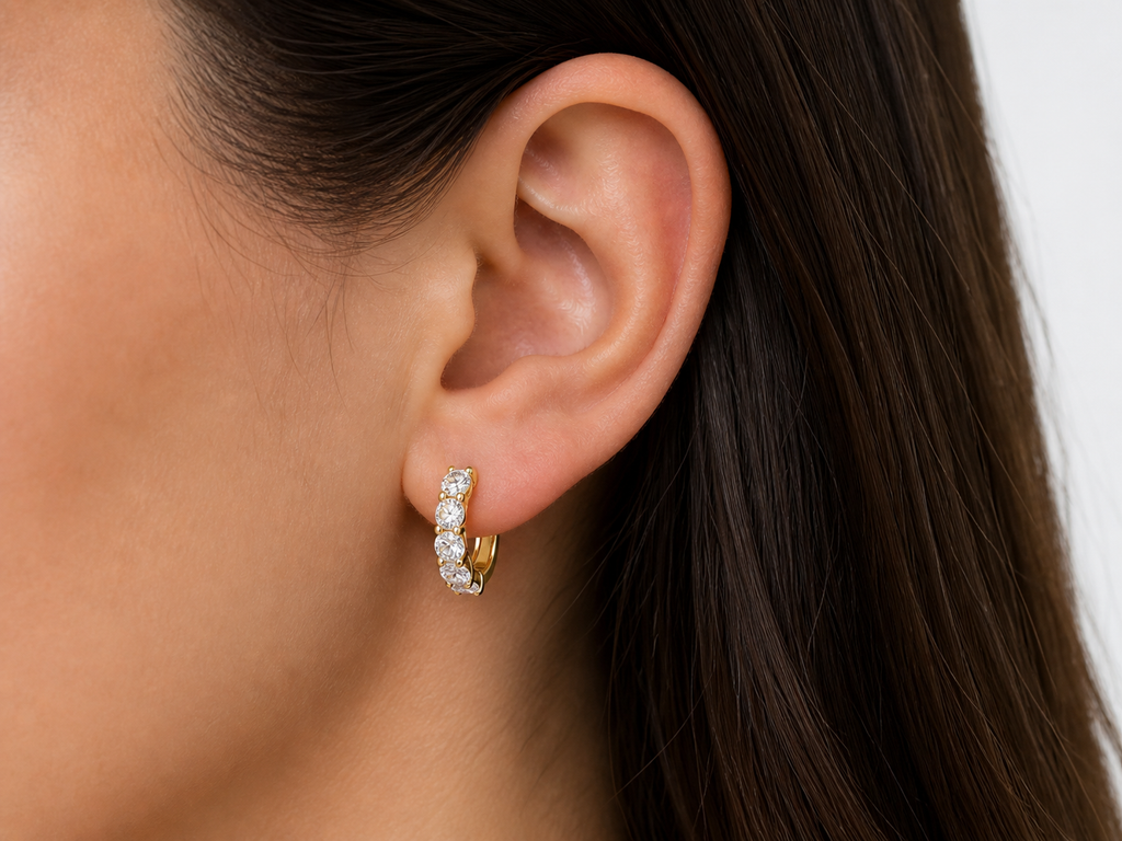 Pavé Lab Diamond Hoop Earrings – 1.49ct Total