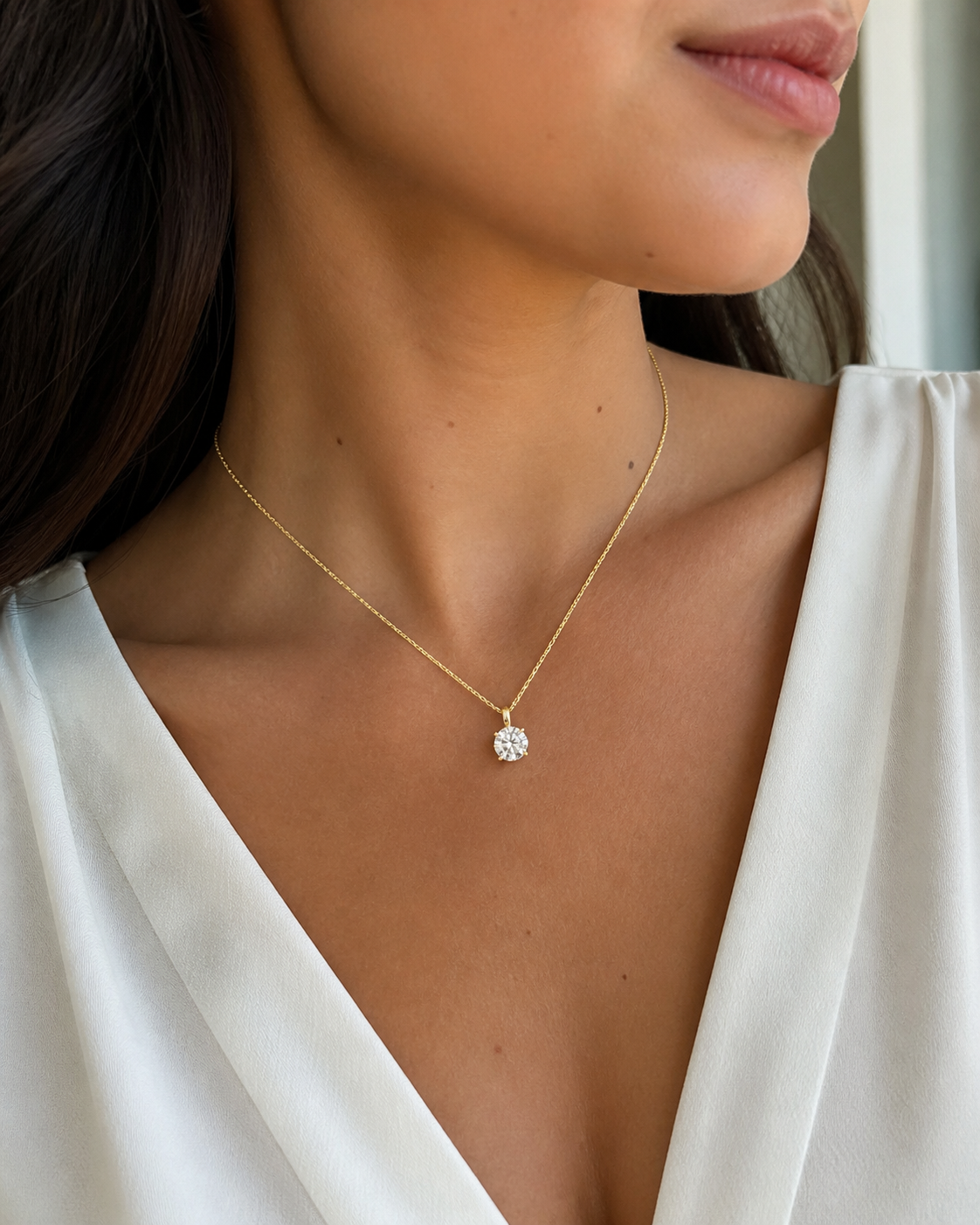 Round Lab Diamond Solitaire Necklace – 1ct