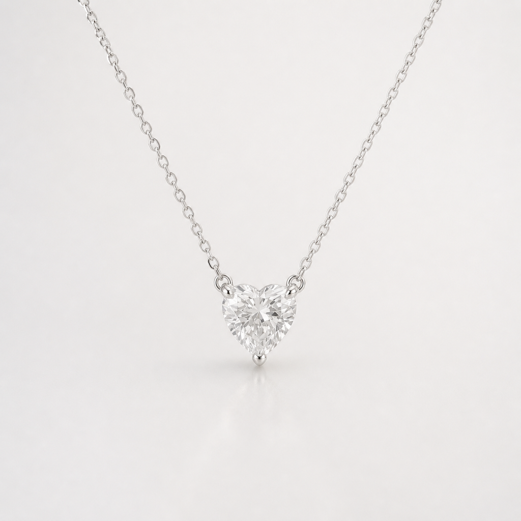 Heart Cut Lab Diamond Pendant Necklace – 1ct