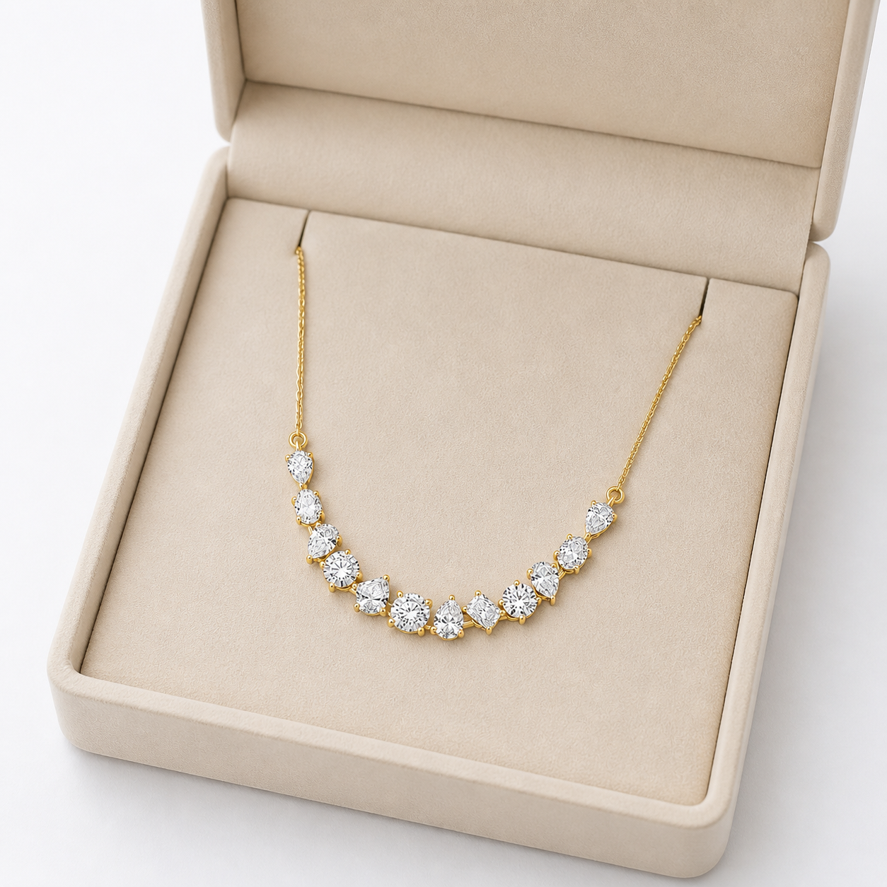 Mixed Cut Lab Diamond Curve Necklace – 2.82ct Total | 13 Stones