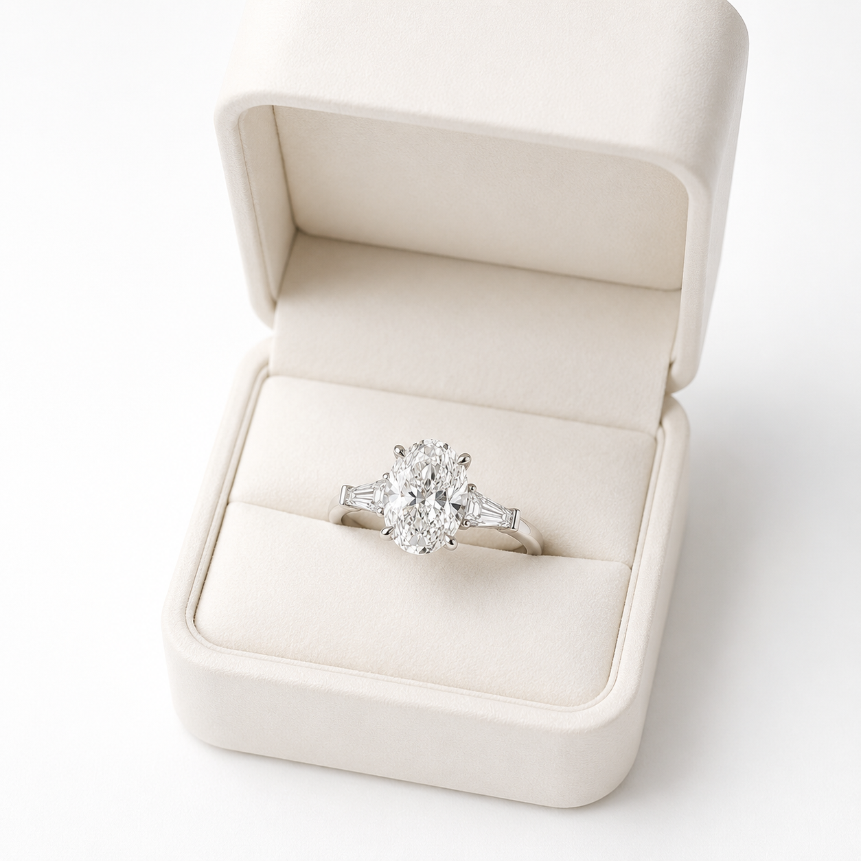 Oval Trilogy Lab Diamond Ring – 3.3ct