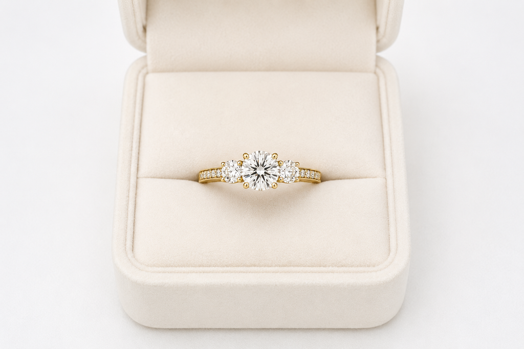 Three Stone Lab Diamond Ring – 1.88ct Total | 14K Gold | IGI Certified
