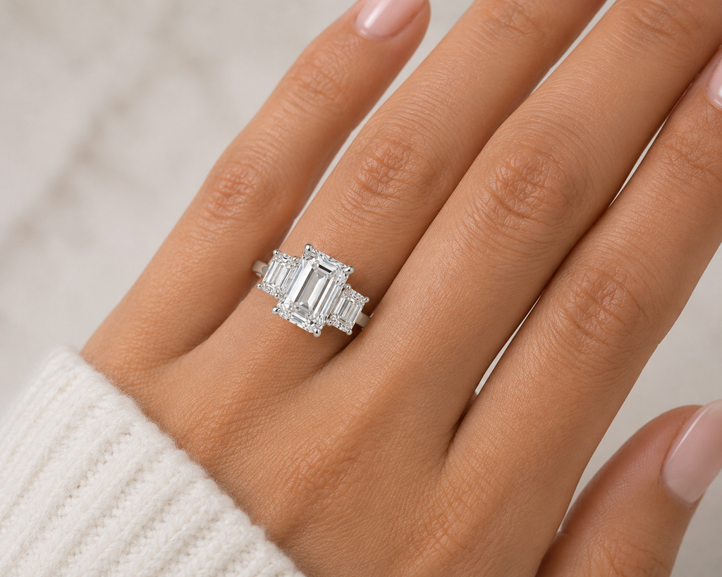 Emerald Trilogy Lab Diamond Ring – 5.4ct