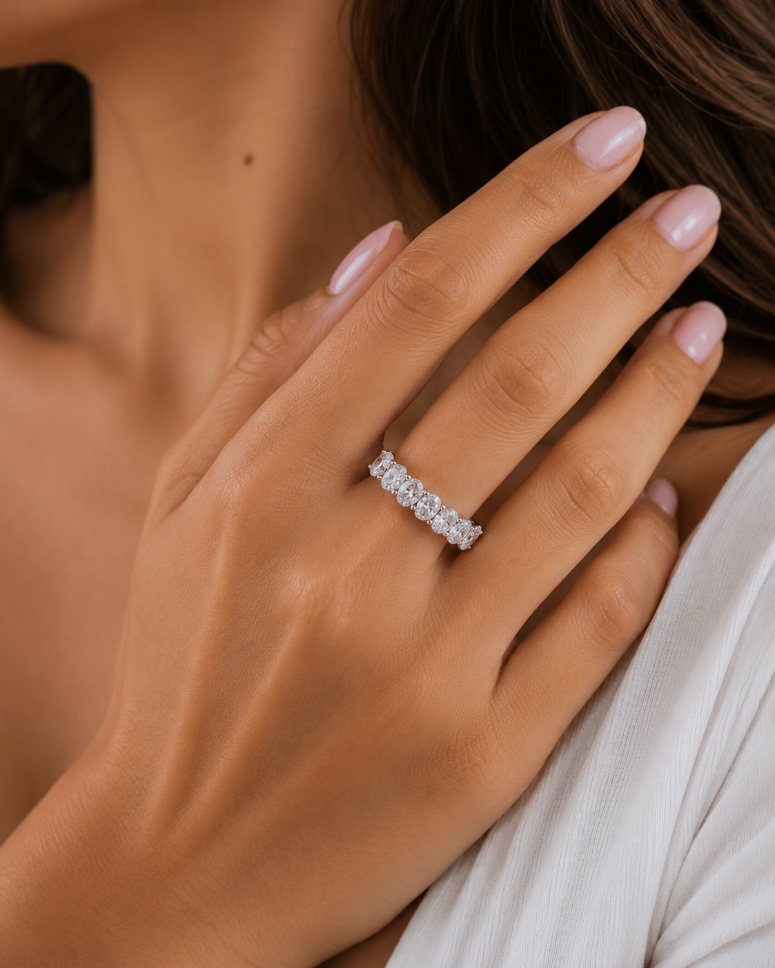 Seven Stone Oval Lab Diamond Ring – 2ct Total | 14K  Gold | IGI Certified