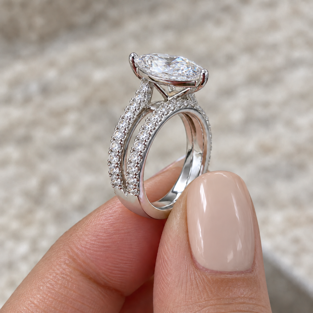 3.50 CT Marquise Double-Band Diamond Ring