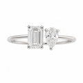 4CT Emerald & Pear Lab Diamond Open Ring