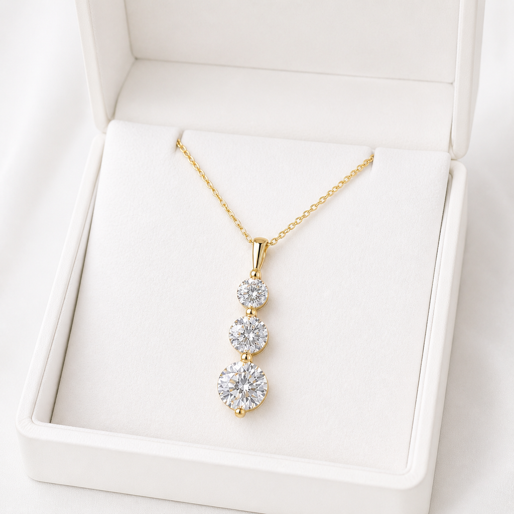 Round Lab Diamond Drop Necklace – 3.03ct