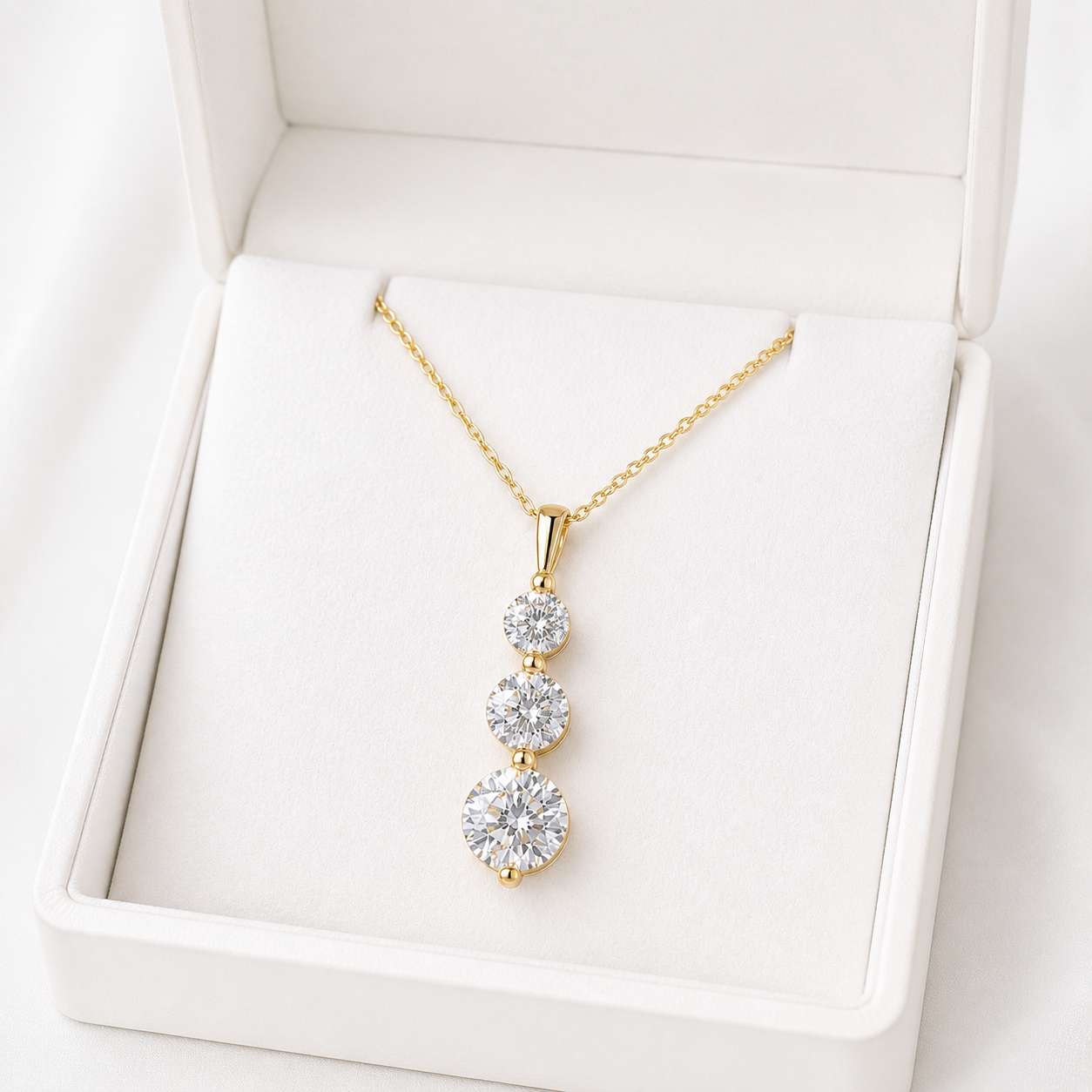 Round Lab Diamond Drop Necklace – 3.03ct