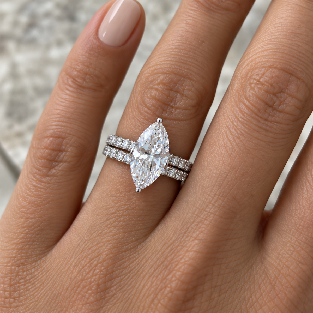 3.50 CT Marquise Double-Band Diamond Ring