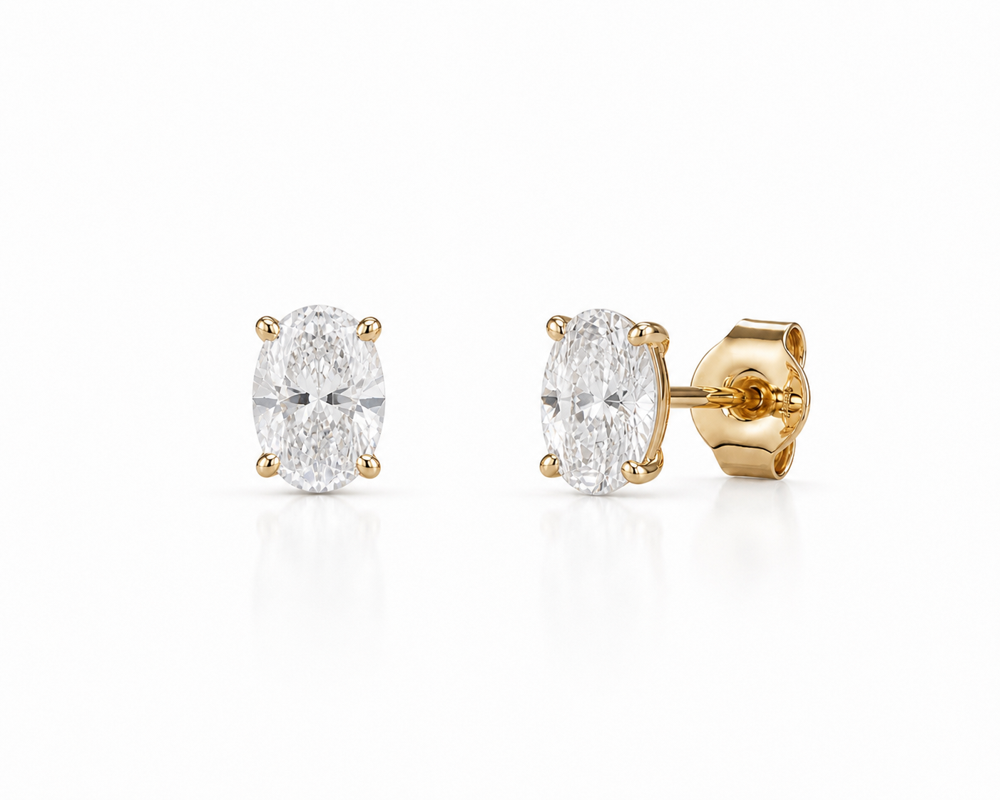 Oval Cut Lab Diamond Stud Earrings – 1ct Total