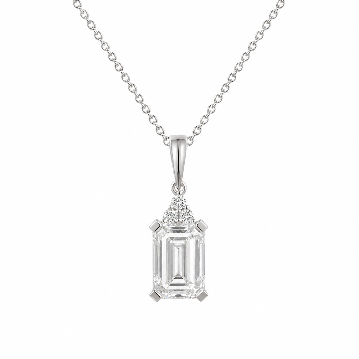 Emerald Cut Lab Diamond Necklace – 2.59ct Total