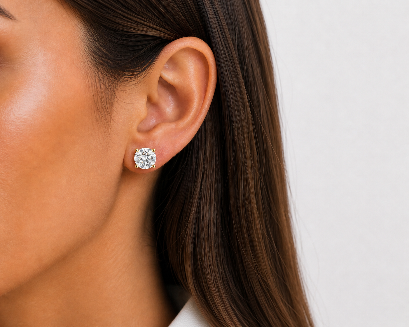 Round Cut Lab Diamond Stud Earrings – 2ct Total