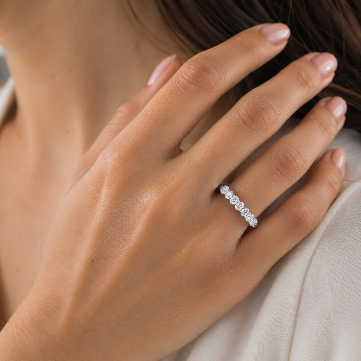 Seven Stone Oval Lab Diamond Ring – 1ct Total | 14K Gold | IGI Certified