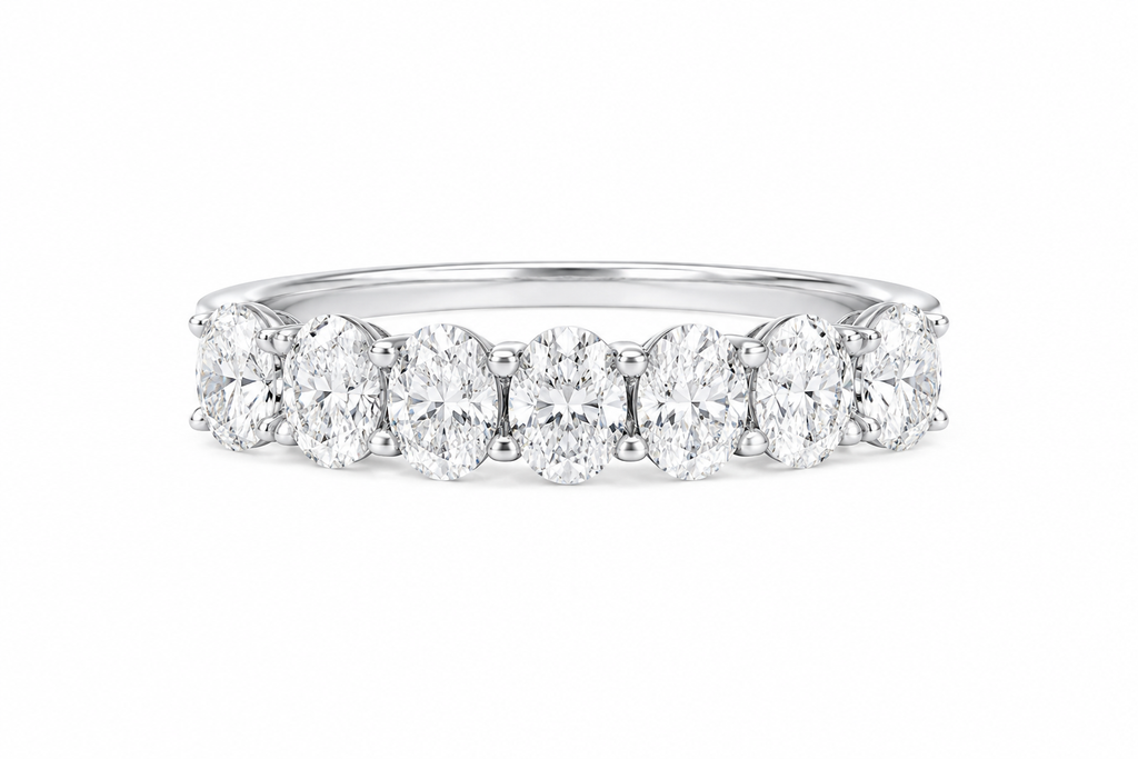 Seven Stone Oval Lab Diamond Ring – 1ct Total | 14K Gold | IGI Certified