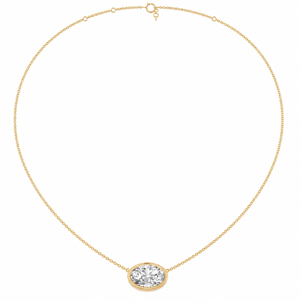 Round Lab Diamond Bezel Necklace – 1ct